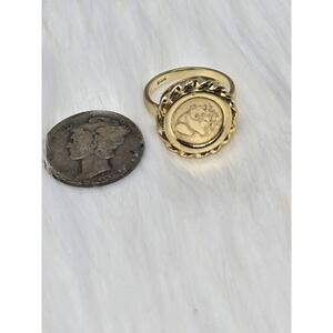 10K Gold Panda Coin Ring Sz 3 Vintage M&M